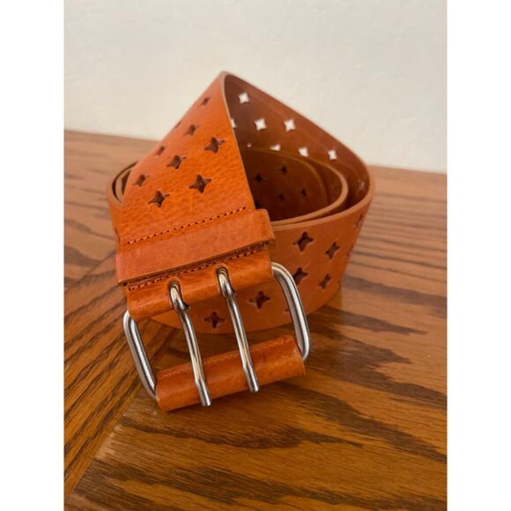 San Giorgio laser cut star leather belt XL